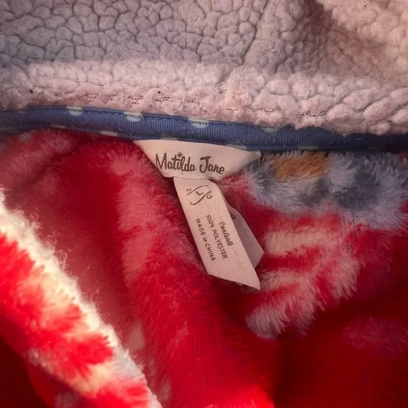 Matilda Jane Breakfast in Bed Fluffy Red/Blue Floral Robe Size Large - Picture 4 of 5